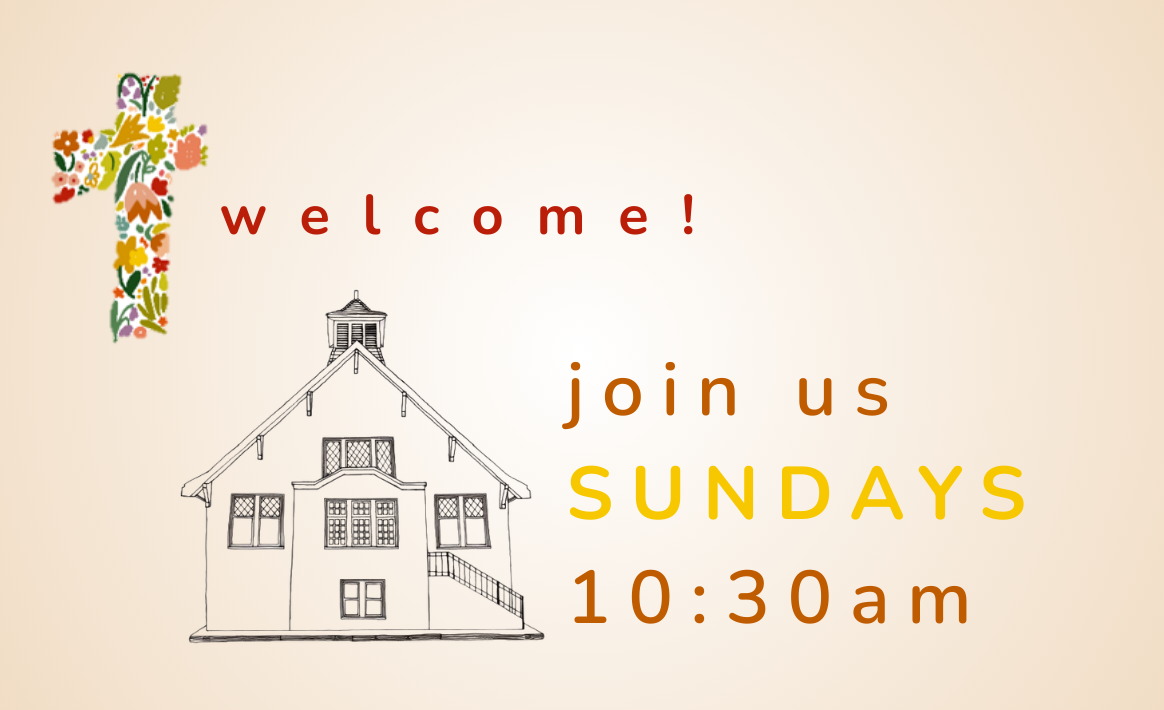 illustration of the church building with meeting time